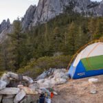 tent and backpack camping gear laid out に関連するアウトドア写真