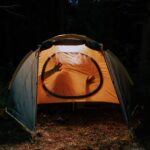 lantern hanging inside camping tent glow に関連するアウトドア写真